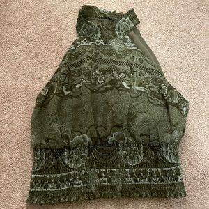 Guess smocked green top